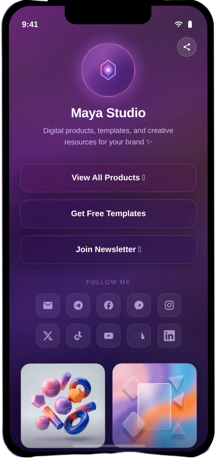 Screenshot of biolink page examples